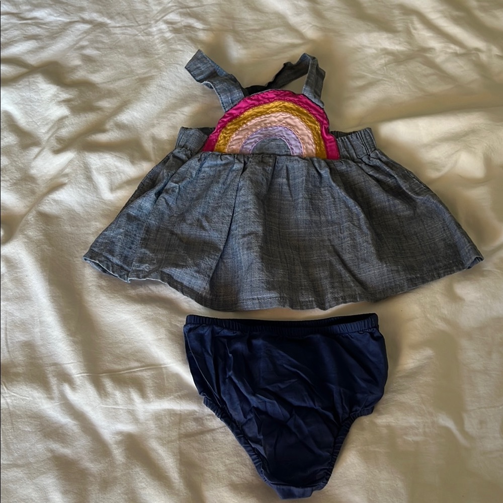 Rainbow Denim Dress Set for Kids